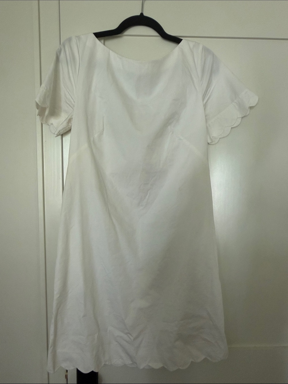 Vintage J. Crew White Scallop Sleeve A-Line Dress
